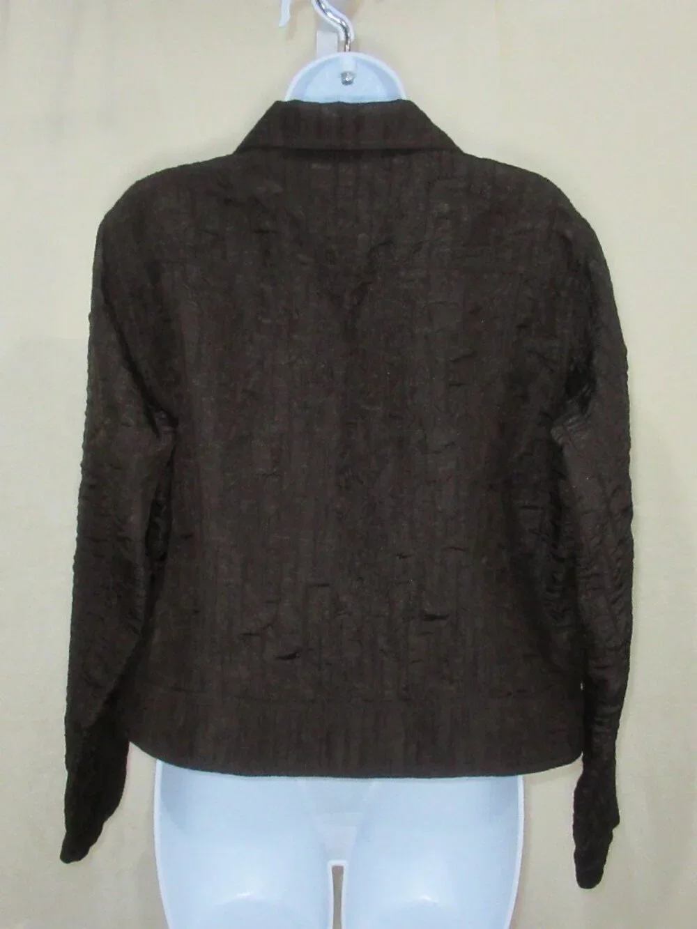 Chico’s Brown Textured Button-Up Jacket | Size 2 (Large) - Picture 3 of 10